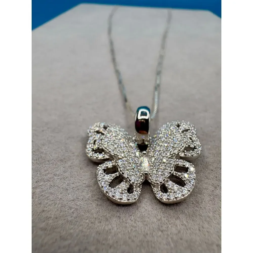 NEW 1.25CTW Moissanite Butterfly Pendant & 22
